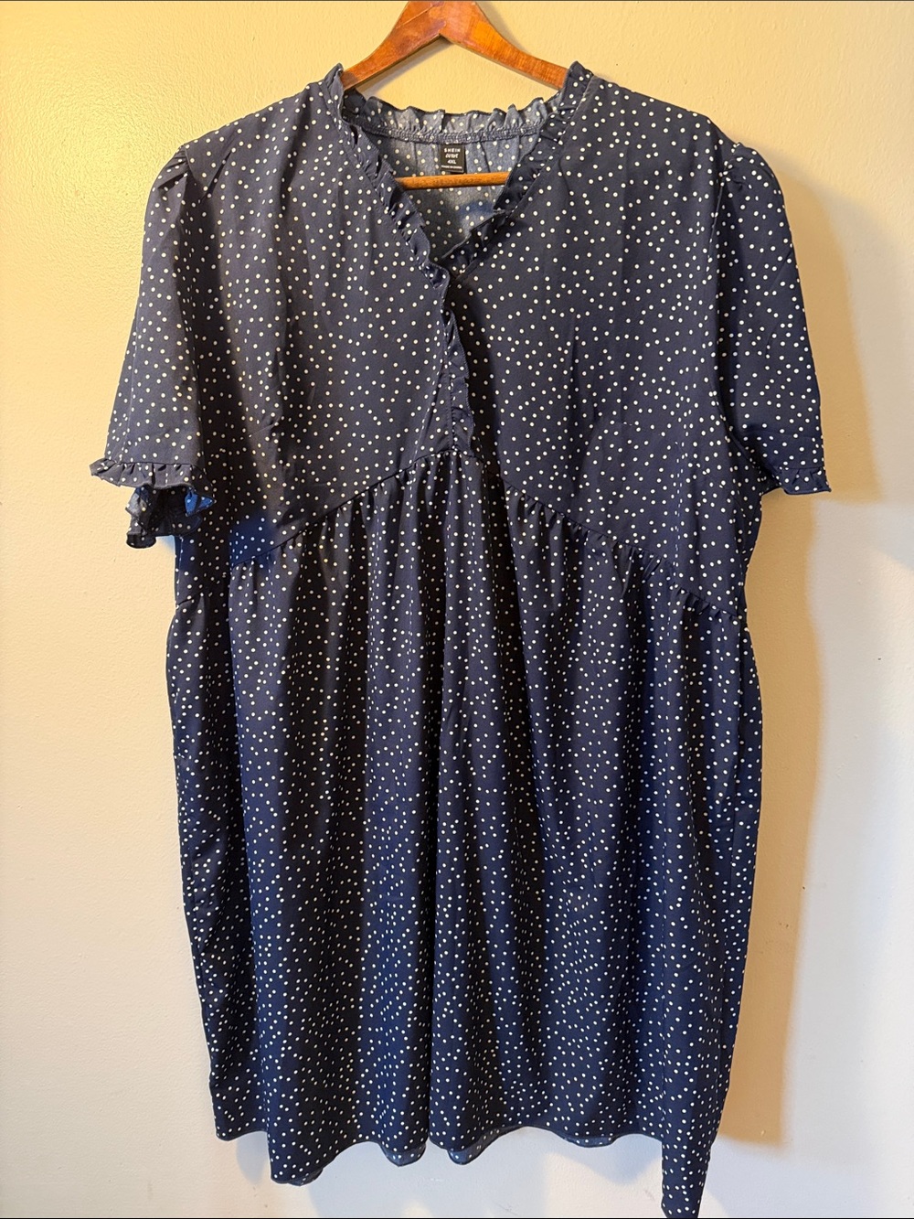 SHEIN Curve Navy Polka Dot Dress